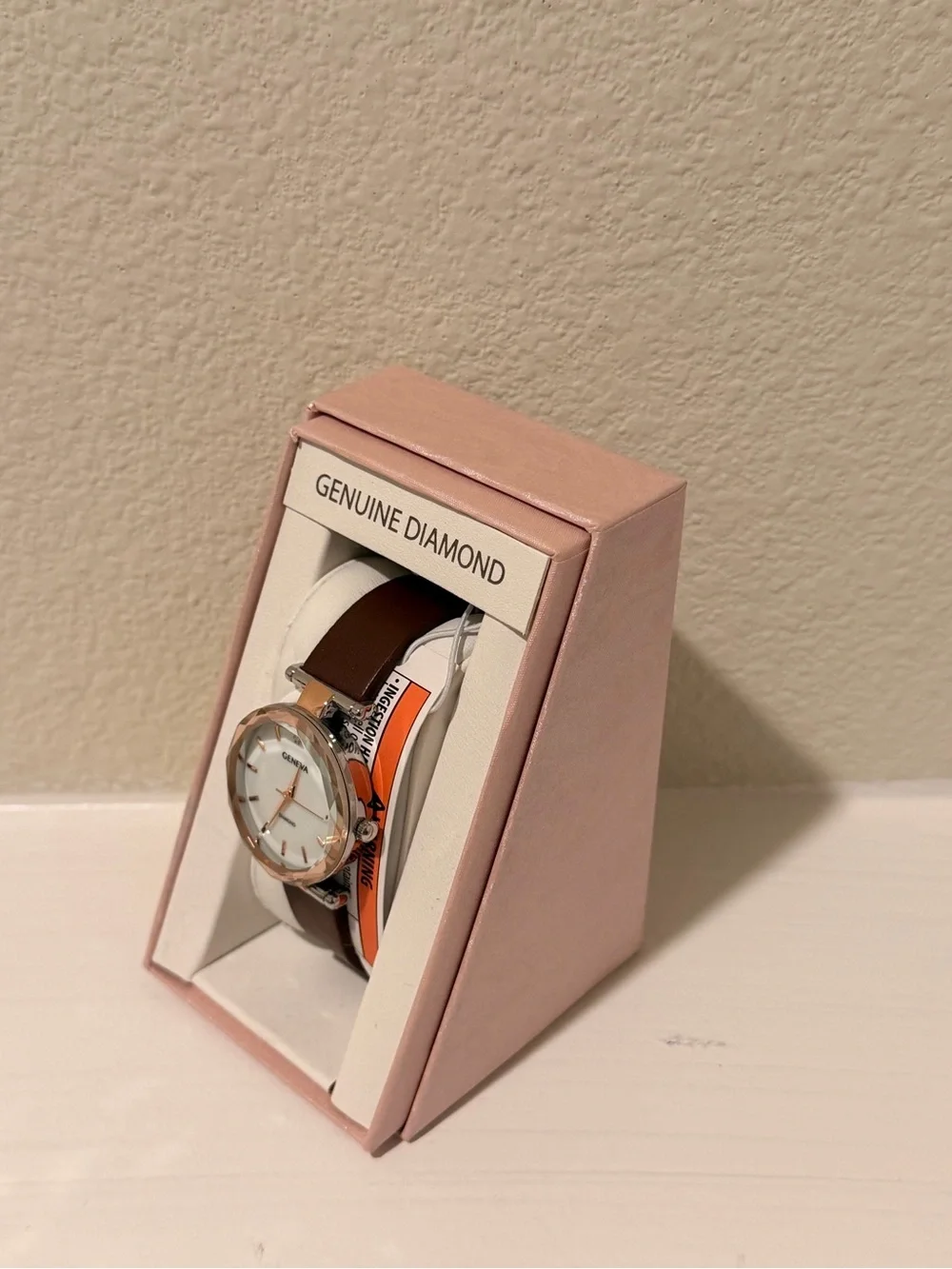 Geneva Rose Gold and Brown Leather Dress Watch